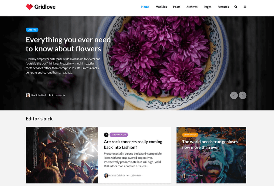 gridlove plantilla wordpress